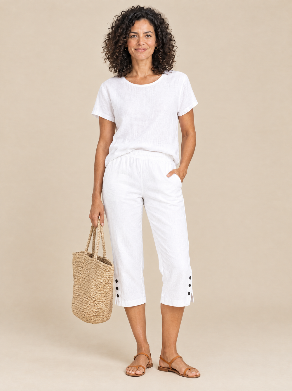 Pantalón Capri Relajado Laura – Blanco