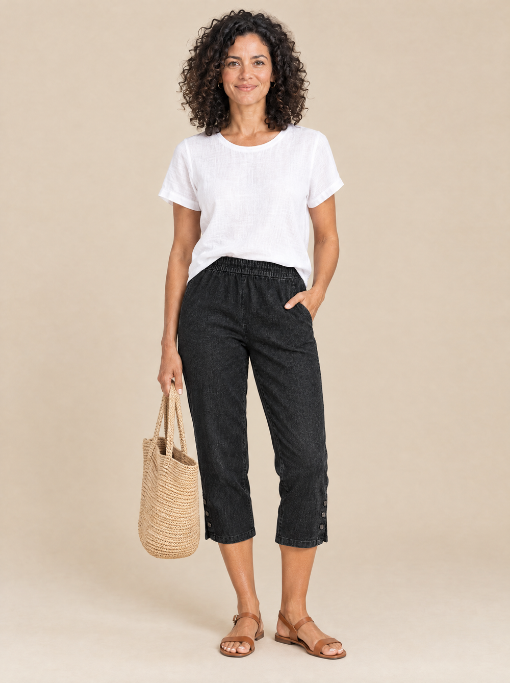 Pantalón Capri Relajado Laura – Negro
