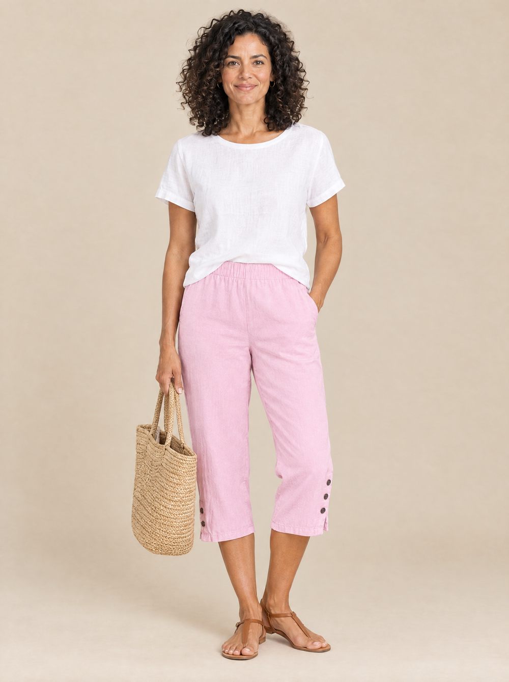 Pantalón Capri Relajado Laura – Rosa