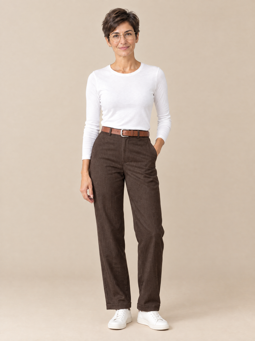 Pantalón Sastre de Raya Diplomática Sara – Marrón Oscuro