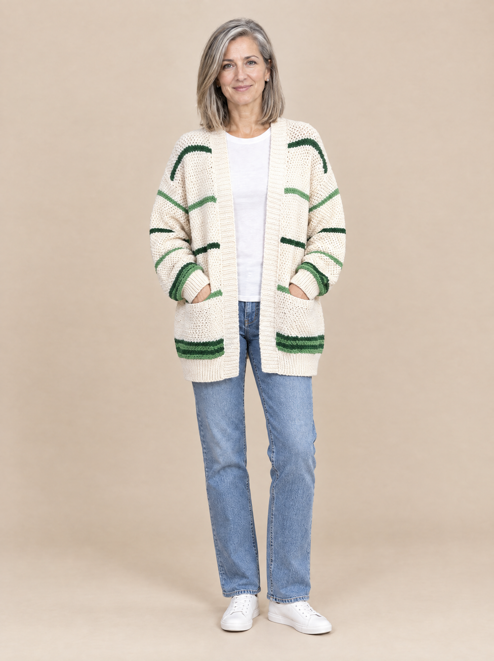 Cárdigan Oversize de Punto Suave Carlota – Verde