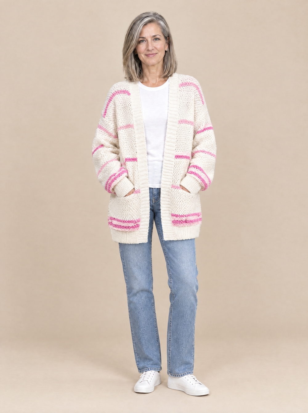 Cárdigan Oversize de Punto Suave Carlota – Rosa