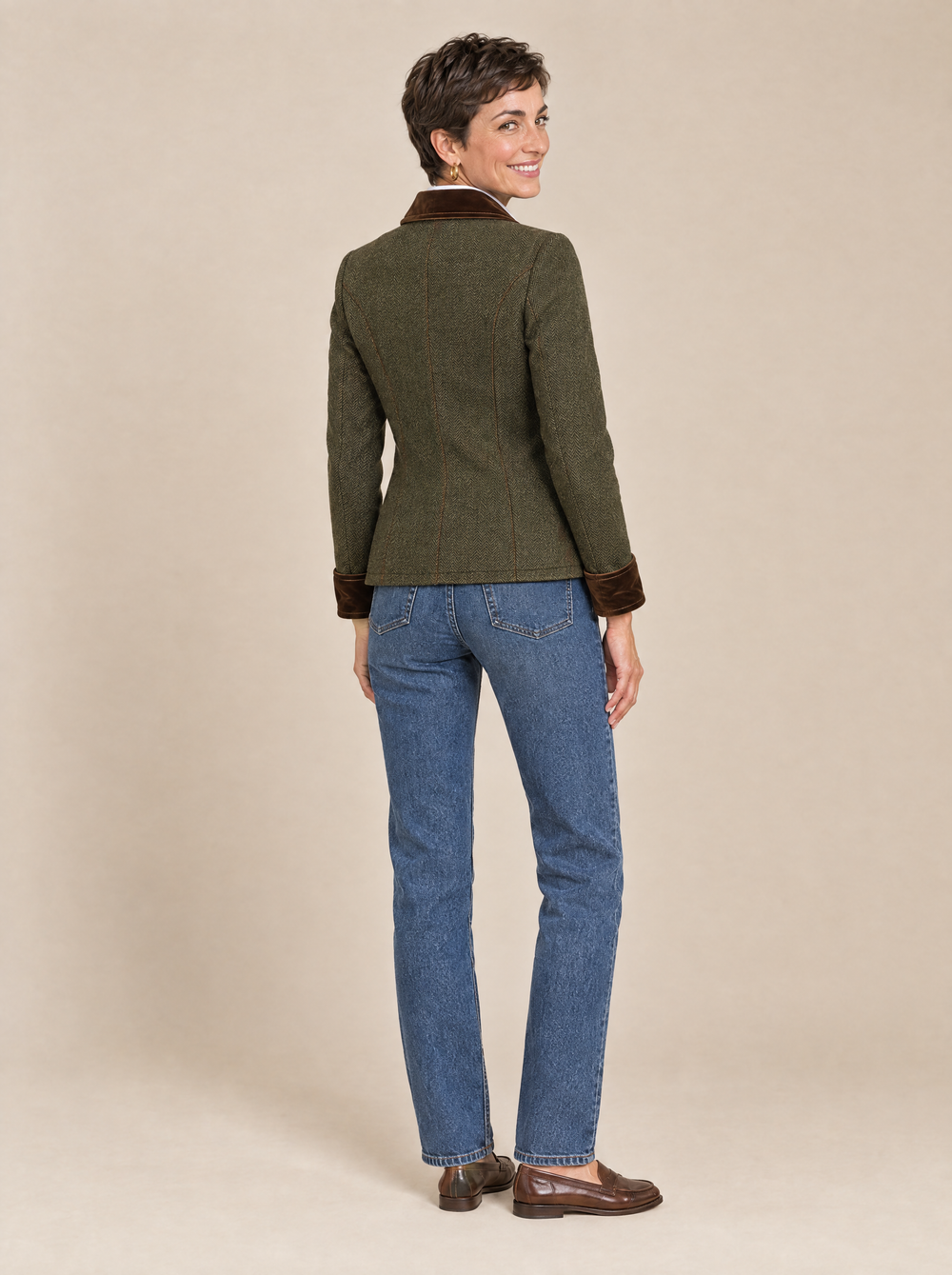 Blazer Vintage de Espiga con Puños en Contraste Verónica – Espalda