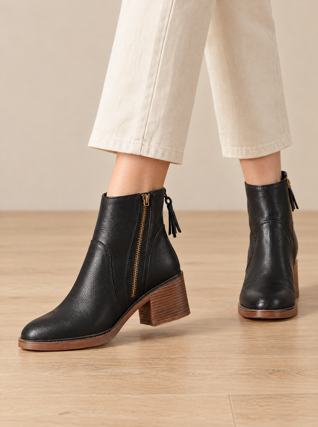 Botines de Piel Alba – Negro (puestos)