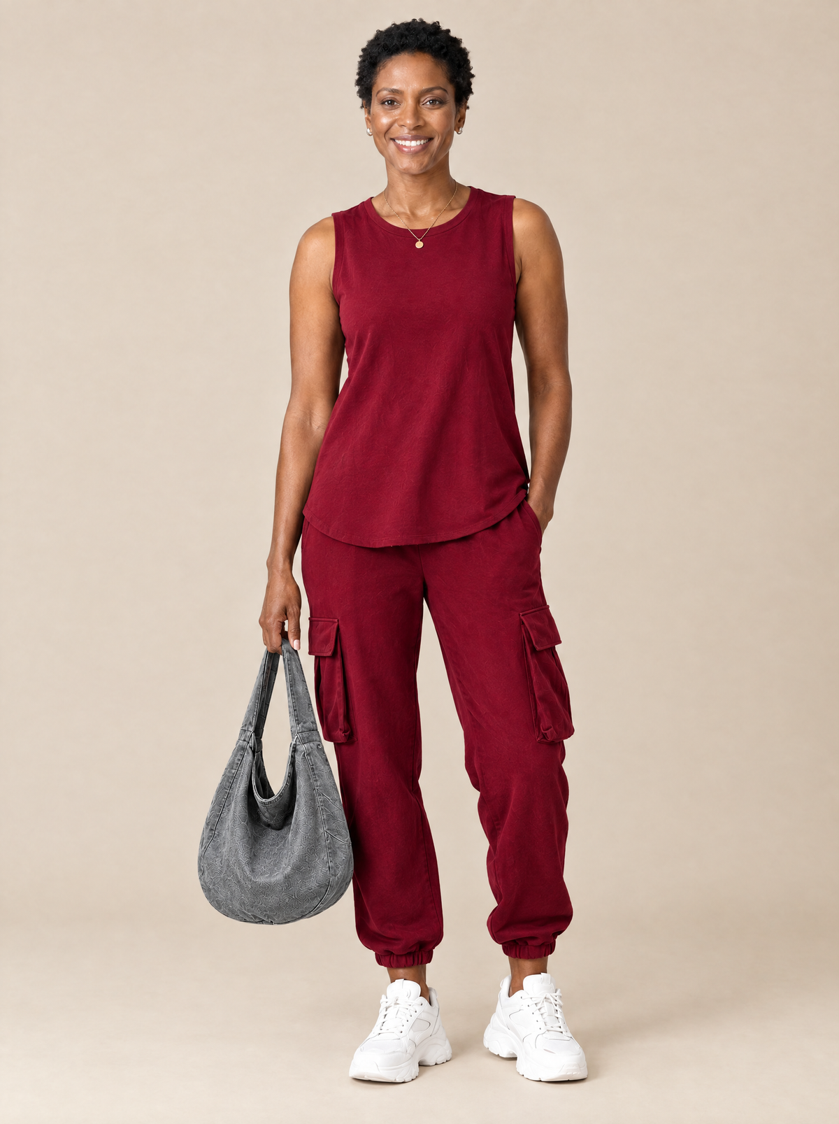 Conjunto Urbano Lucía – Rojo + bolso gris