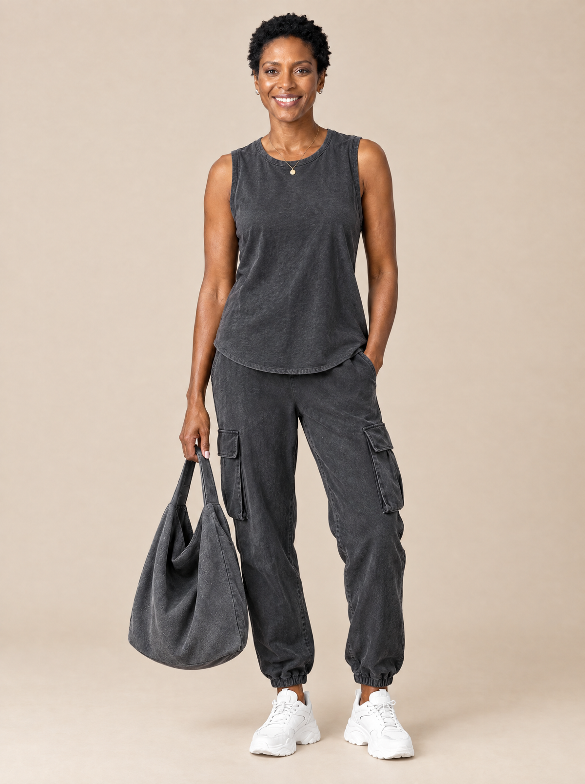 Conjunto Urbano Lucía – Gris + bolso gris