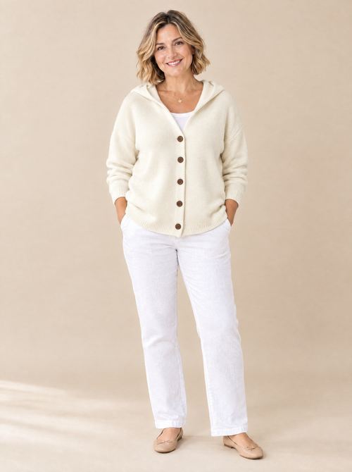 Cárdigan de Punto con Capucha Rocío – Beige