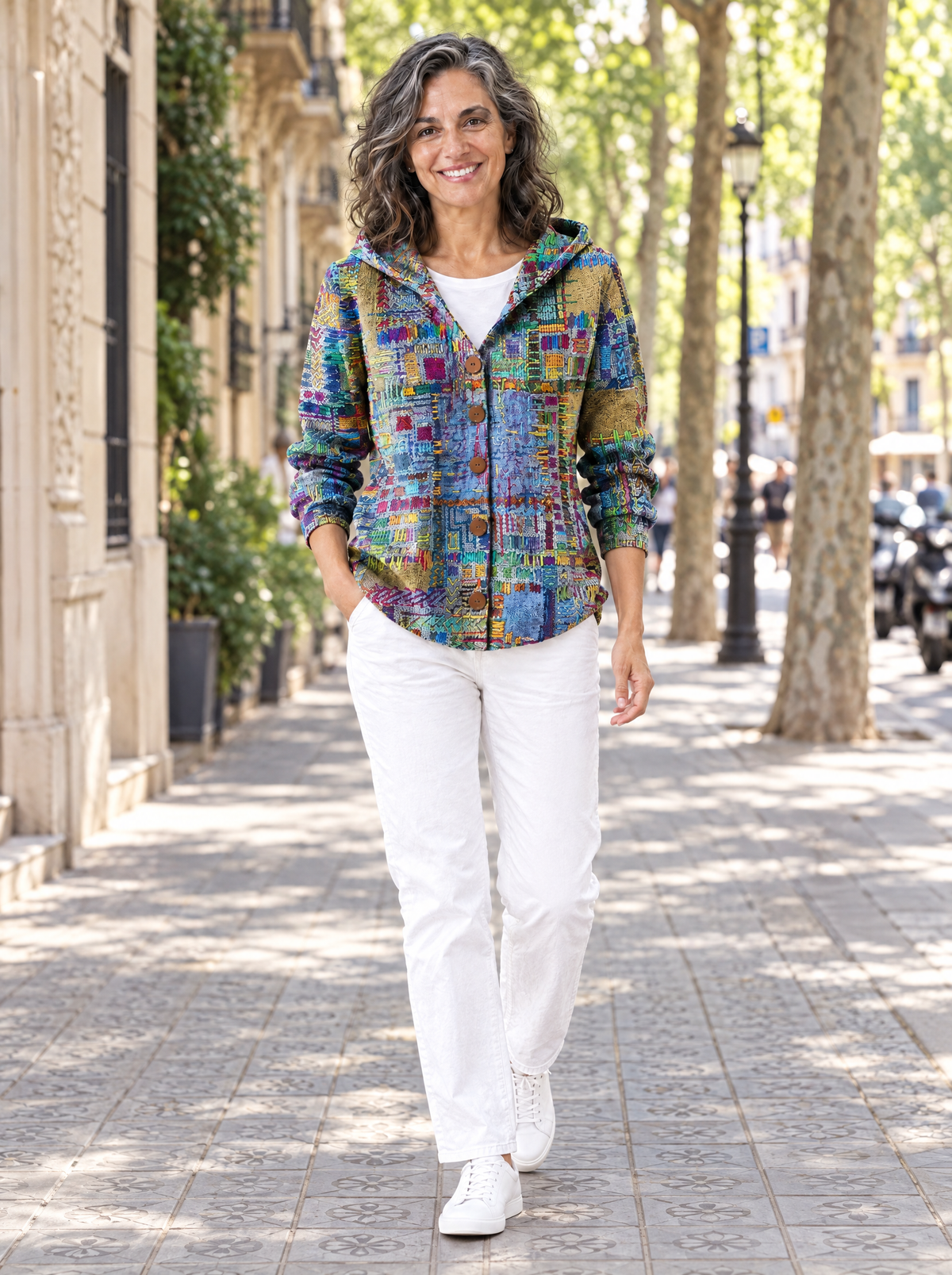 Chaqueta de Punto con Capucha Carmen – puesta en la calle