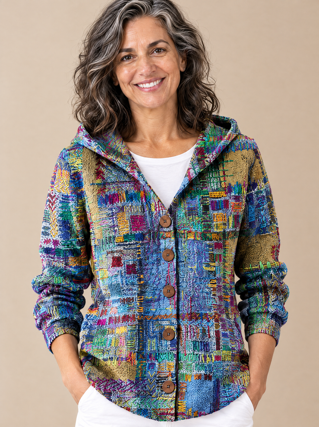 Chaqueta de Punto con Capucha Carmen – detalle del tejido