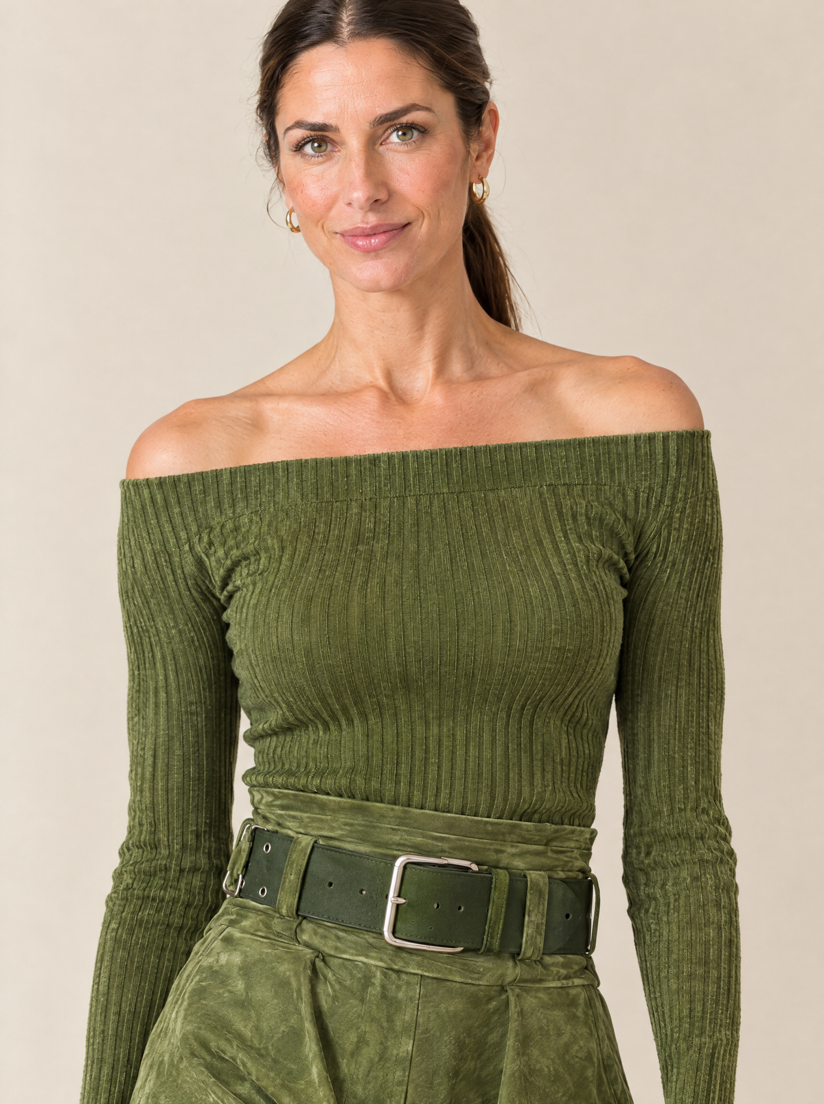 Conjunto Chic Hombros Descubiertos Irene – detalle del tejido