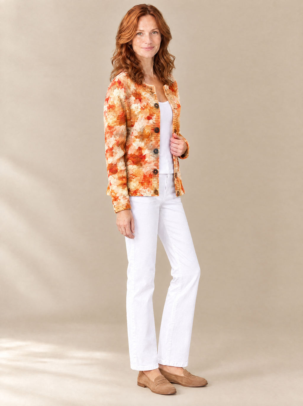 Cárdigan Vintage de Otoño Olivia – de lado