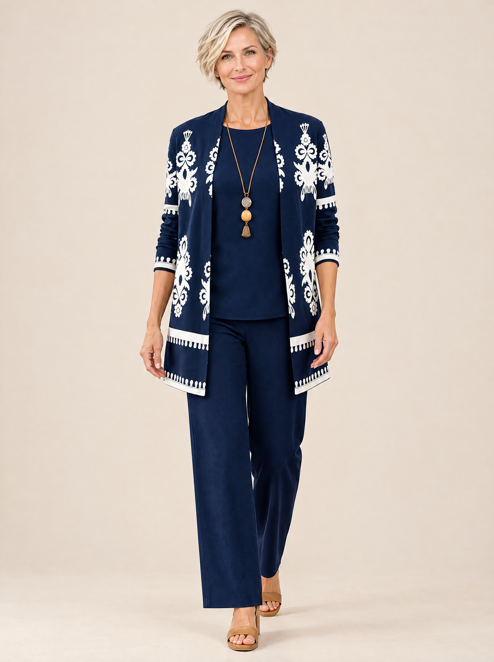 Conjunto Tres Piezas Elegancia Clásica Beatriz – Azul Noche