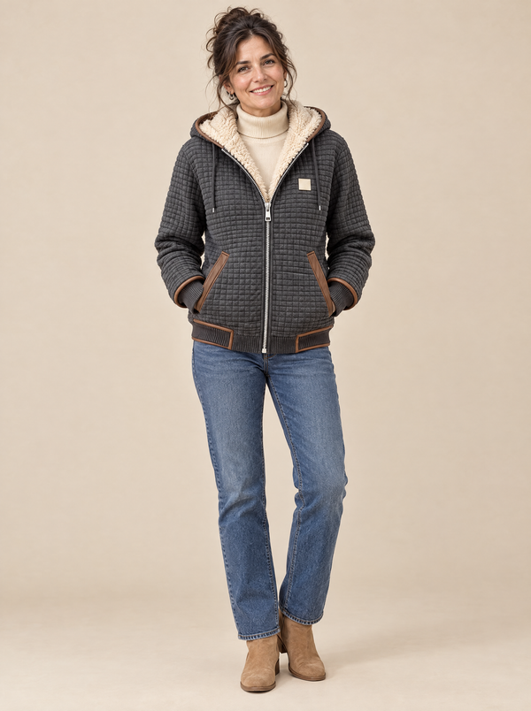 Chaqueta Acolchada con Forro Sherpa Silvia – Gris