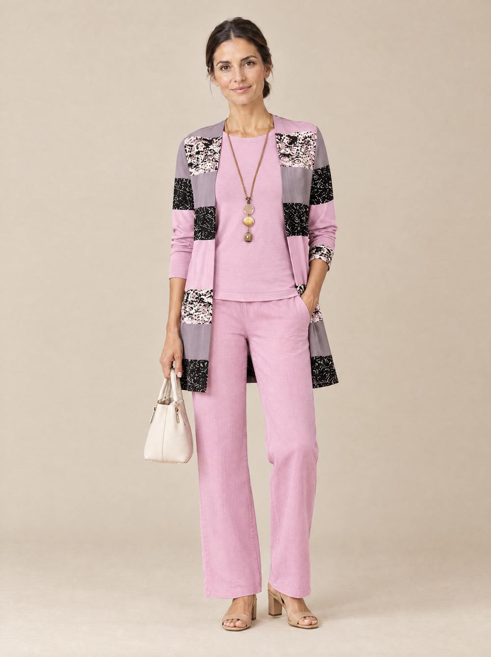 Conjunto Tres Piezas Elegancia Clásica Marina – Rosa