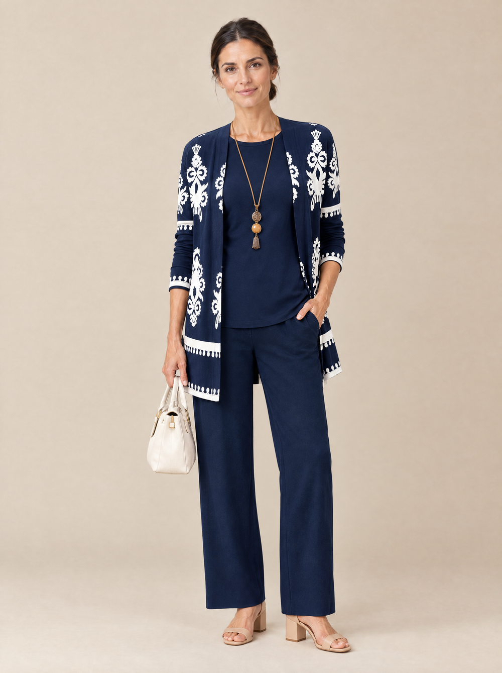 Conjunto Tres Piezas Elegancia Clásica Marina – Azul Oscuro