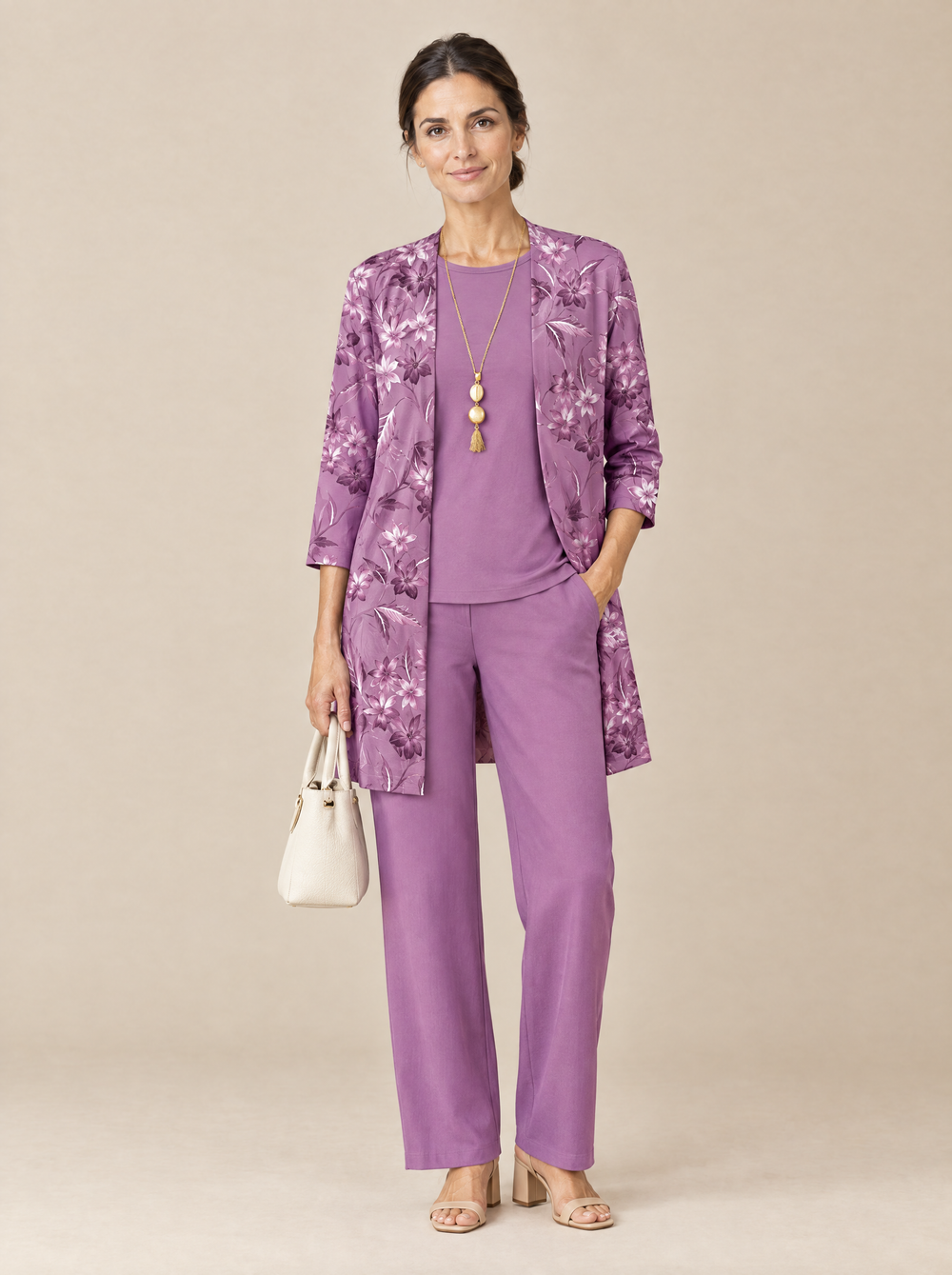 Conjunto Tres Piezas Elegancia Clásica Marina – Morado