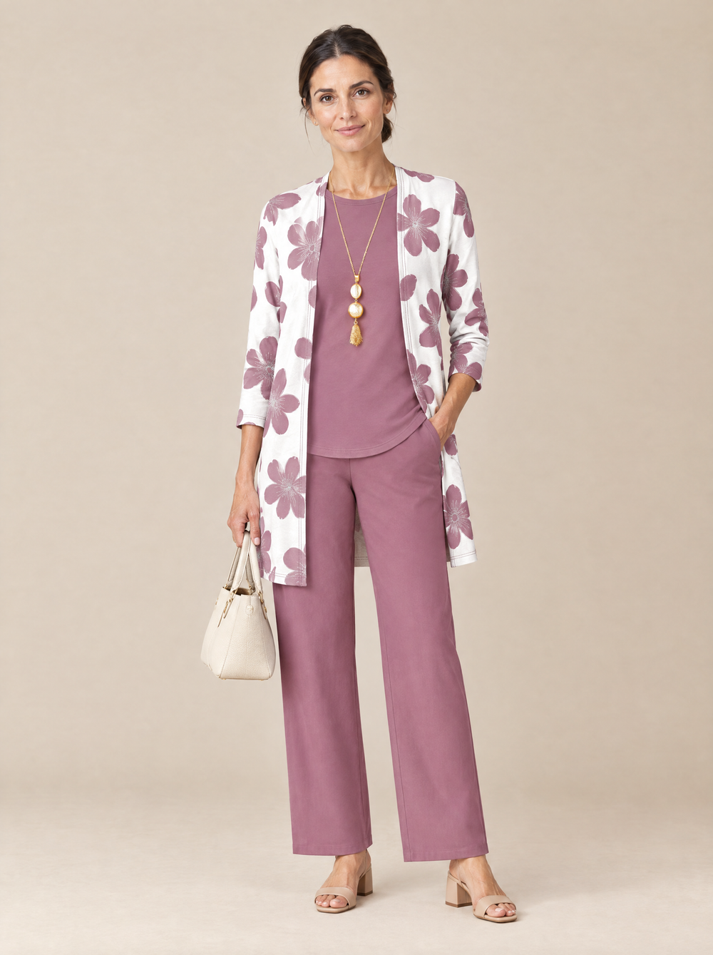 Conjunto Tres Piezas Elegancia Clásica Marina – Rosa Claro