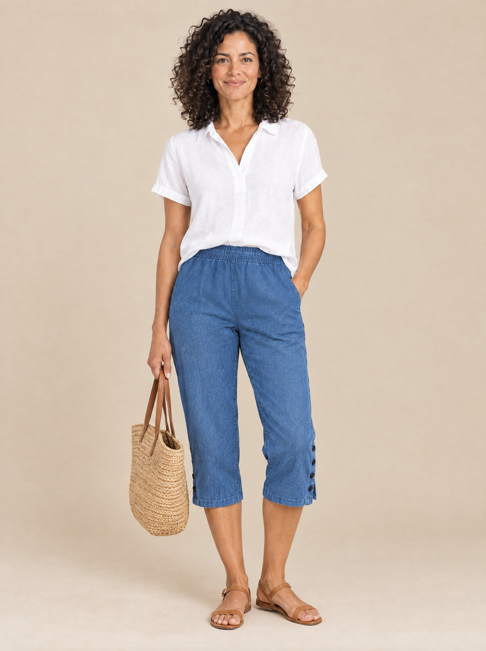 Pantalón Capri Relajado Laura – Azul