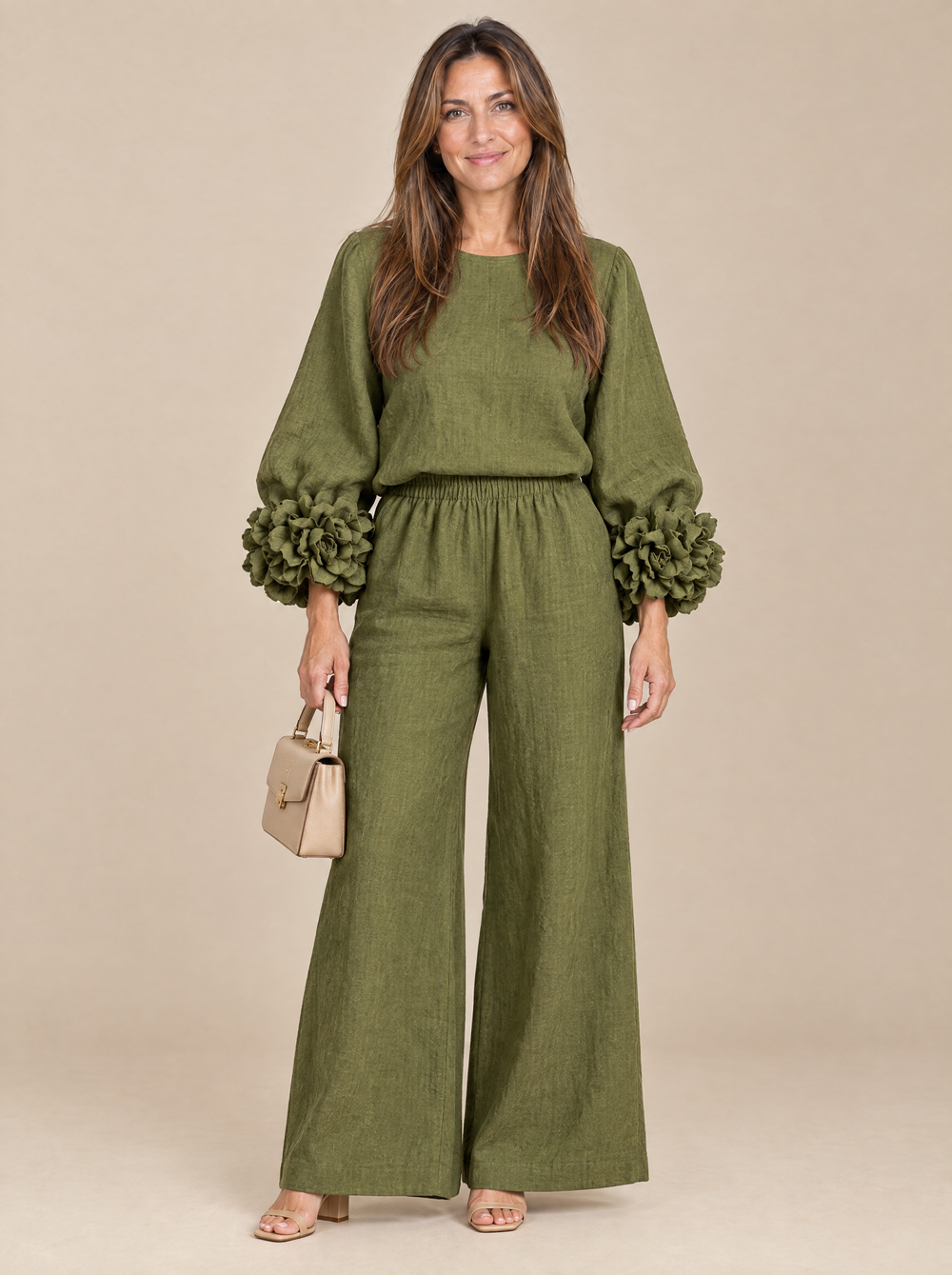 Conjunto con Puños de Flores Victoria – Verde