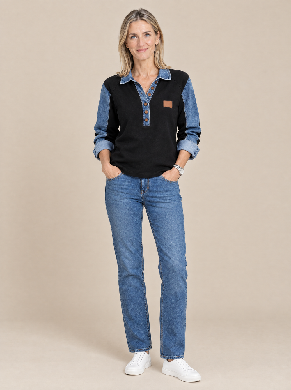 Jersey con Cuello Vaquero Martina – Negro