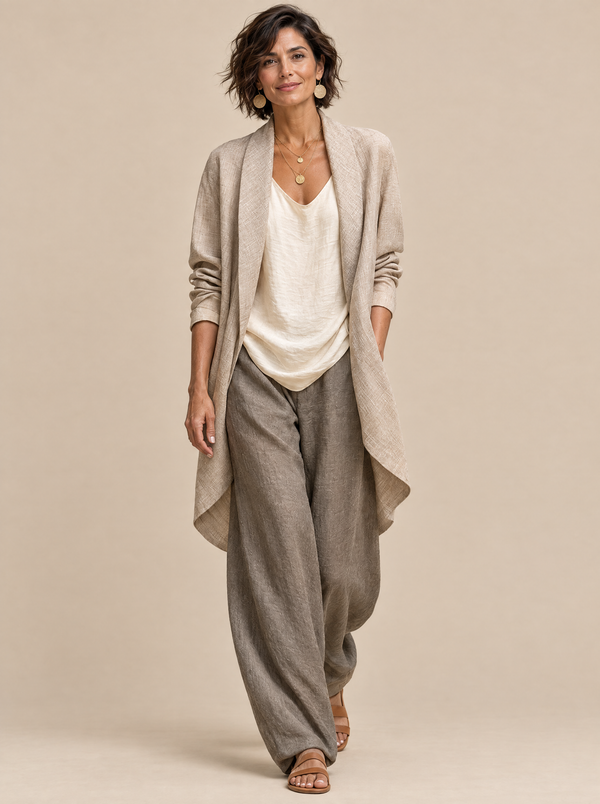 Conjunto Boho de Tres Piezas Esperanza – Beige y Gris