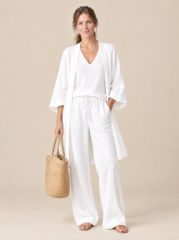 Conjunto Tres Piezas Efecto Lino Rebeca – Blanco