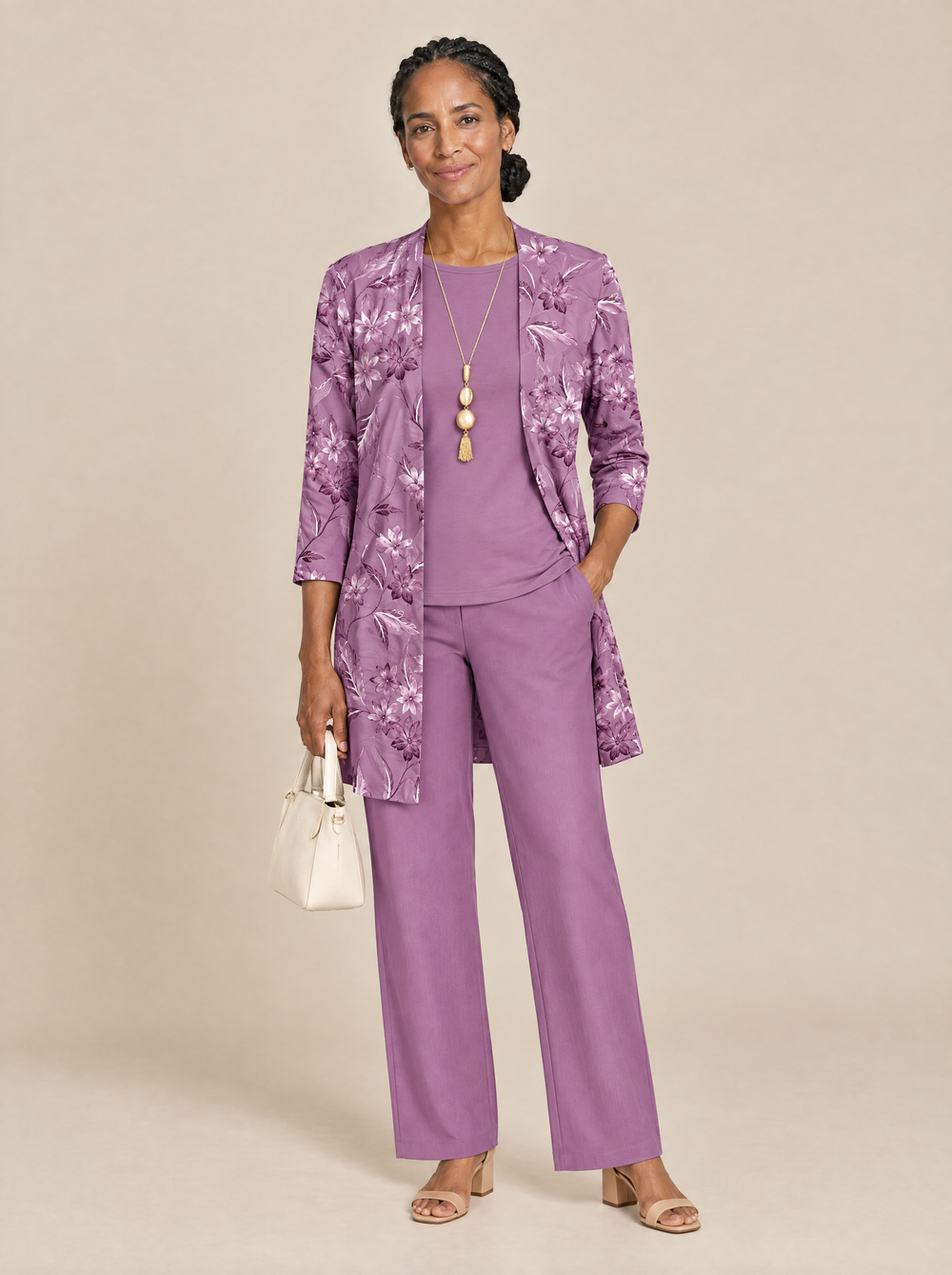 Conjunto Tres Piezas Estampado Botánico Leonor – Morado