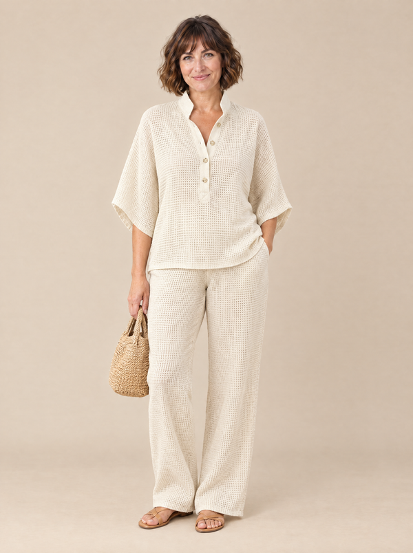 Conjunto Dos Piezas Textura Nido de Abeja Olga – Caqui