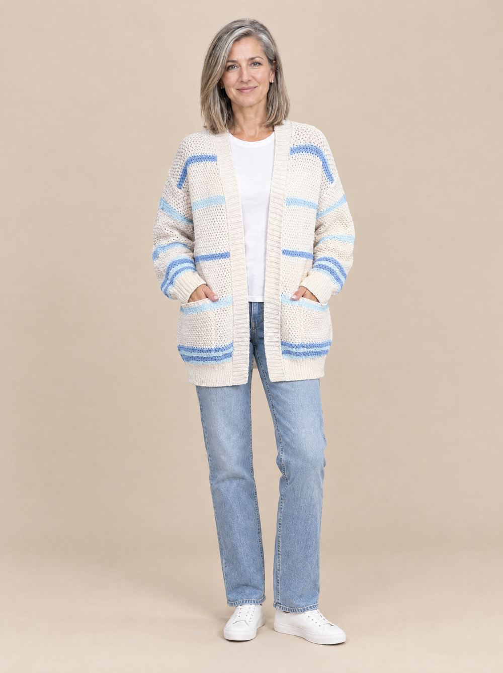 Cárdigan Oversize de Punto Suave Carlota – Azul Claro
