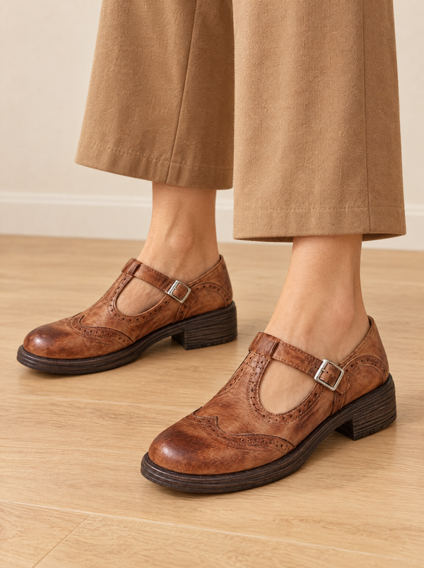 Merceditas Estilo Oxford con Hebilla Lourdes – Marrón