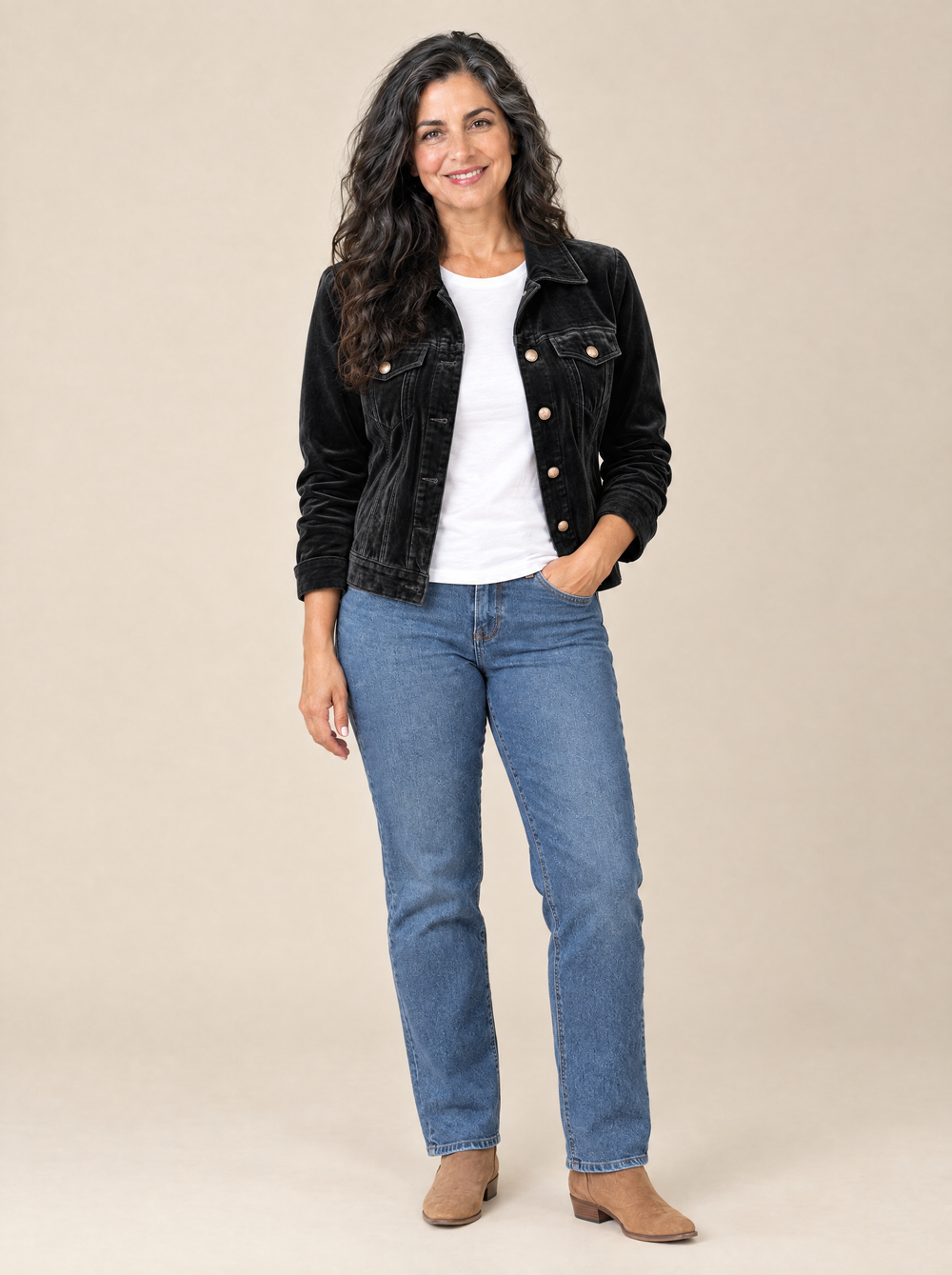 Chaqueta de Terciopelo Estilo Vintage Miriam – Negro